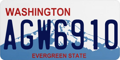 WA license plate AGW6910