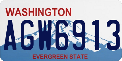 WA license plate AGW6913