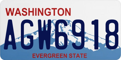 WA license plate AGW6918