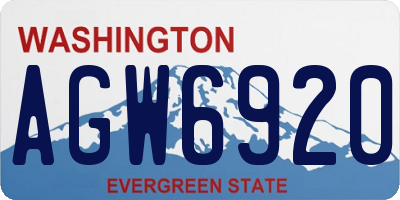 WA license plate AGW6920