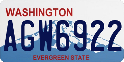 WA license plate AGW6922