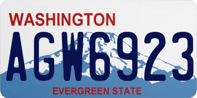 WA license plate AGW6923