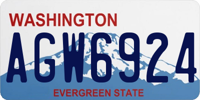 WA license plate AGW6924