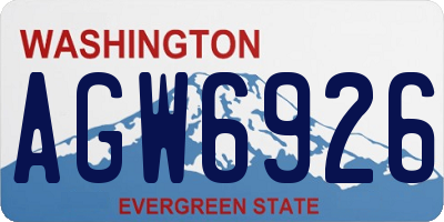 WA license plate AGW6926