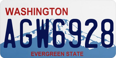WA license plate AGW6928