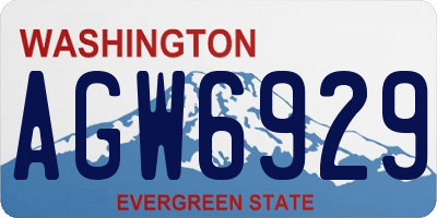 WA license plate AGW6929