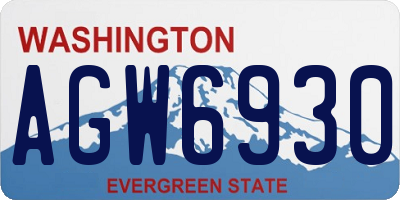 WA license plate AGW6930