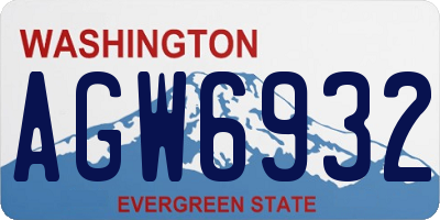 WA license plate AGW6932