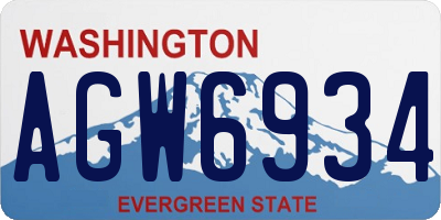 WA license plate AGW6934