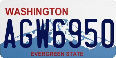 WA license plate AGW6950