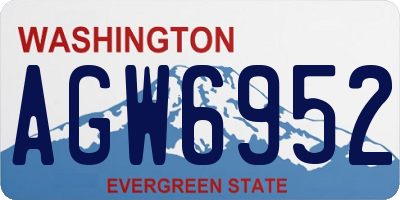 WA license plate AGW6952