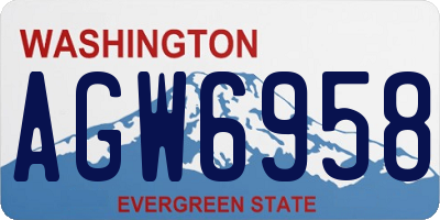 WA license plate AGW6958