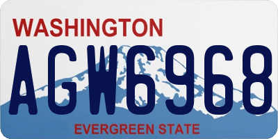 WA license plate AGW6968