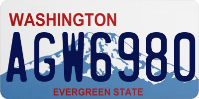 WA license plate AGW6980