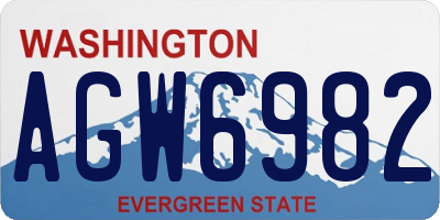 WA license plate AGW6982