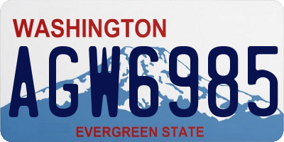 WA license plate AGW6985