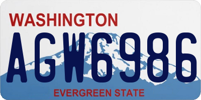 WA license plate AGW6986