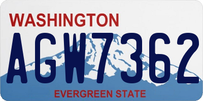WA license plate AGW7362
