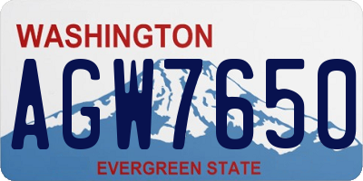 WA license plate AGW7650