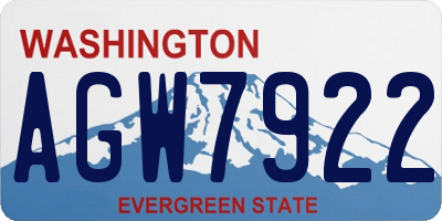 WA license plate AGW7922