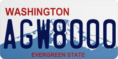 WA license plate AGW8000