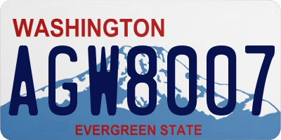 WA license plate AGW8007