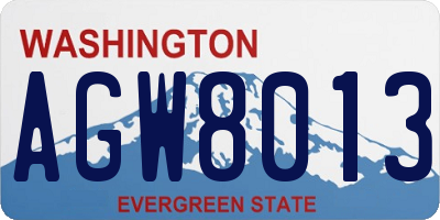 WA license plate AGW8013