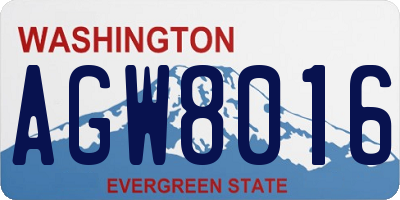 WA license plate AGW8016