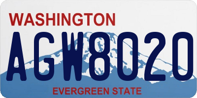 WA license plate AGW8020
