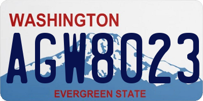 WA license plate AGW8023