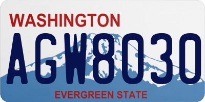 WA license plate AGW8030