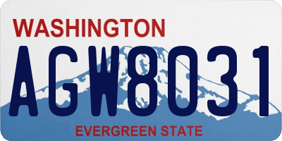 WA license plate AGW8031