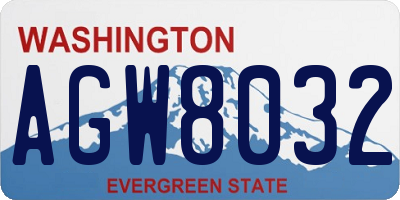 WA license plate AGW8032