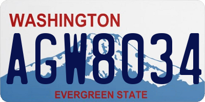 WA license plate AGW8034