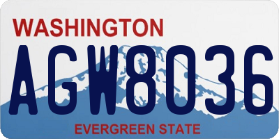WA license plate AGW8036
