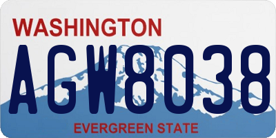 WA license plate AGW8038