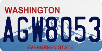 WA license plate AGW8053