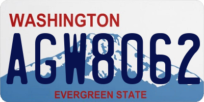 WA license plate AGW8062