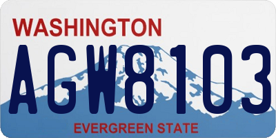 WA license plate AGW8103
