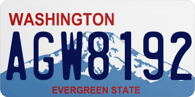 WA license plate AGW8192