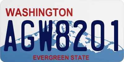 WA license plate AGW8201