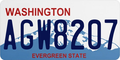 WA license plate AGW8207