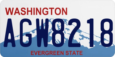 WA license plate AGW8218