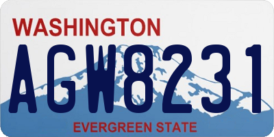 WA license plate AGW8231