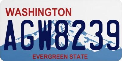 WA license plate AGW8239