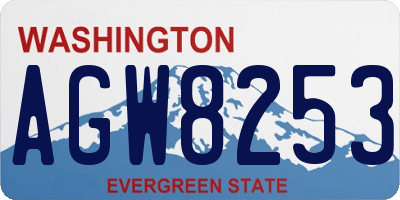 WA license plate AGW8253