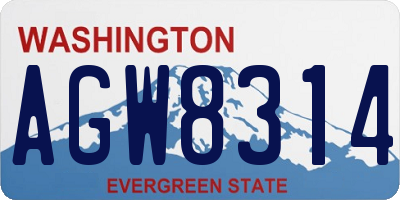 WA license plate AGW8314