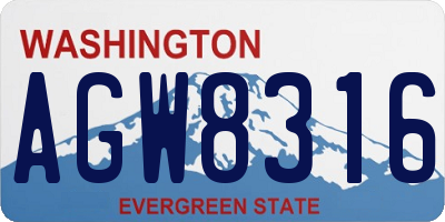 WA license plate AGW8316