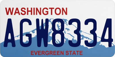 WA license plate AGW8334