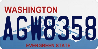WA license plate AGW8358